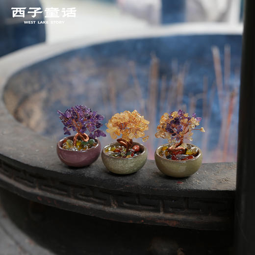 【灵隠景区直发】发财树摆件黄水晶风水玄关摆件招财桌面摆件办公室水晶摆件   3-5天发货 商品图10