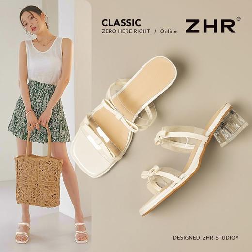 ZHR则则透气外出方根拖鞋透明女2025新款夏季蝴蝶结轻便凉鞋水晶 商品图0
