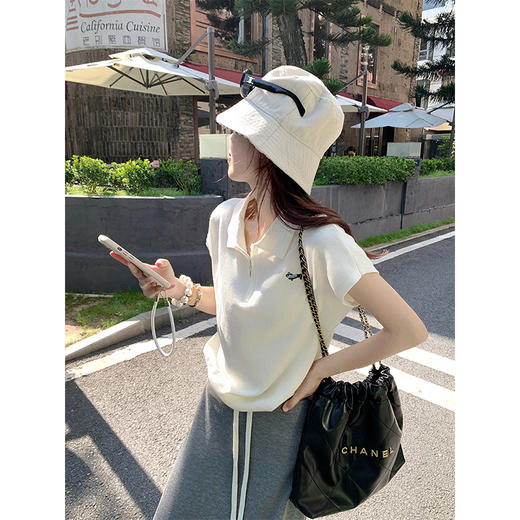 <曾小咸推荐>正肩针织衫Polo领上衣T恤 商品图2