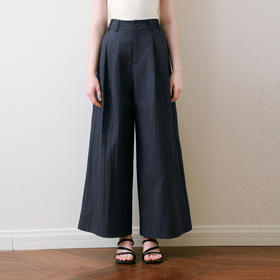 【商场同款】诗凡黎藏青高腰直筒休闲裤2025夏新款长裤3G4150811