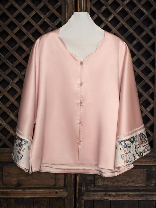 盛唐牡丹大师系列| 重工刺绣西厢丝毛外套-红梅粉 商品图8