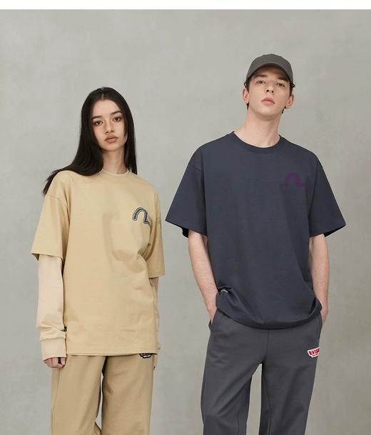 点此购买 福神Evisu夏季男士胸前小海鸥简约标纯棉宽松短袖T恤 LL 319114 商品图6