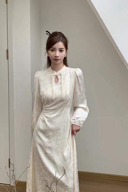 ANSUABEL 新中式水滴领提花缎面连衣裙 20057 商品图1