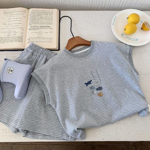 【YW】无忧购儿童装小鱼条纹背心+休闲短裤两件套H0188（截单后3-5天发货) 商品图5