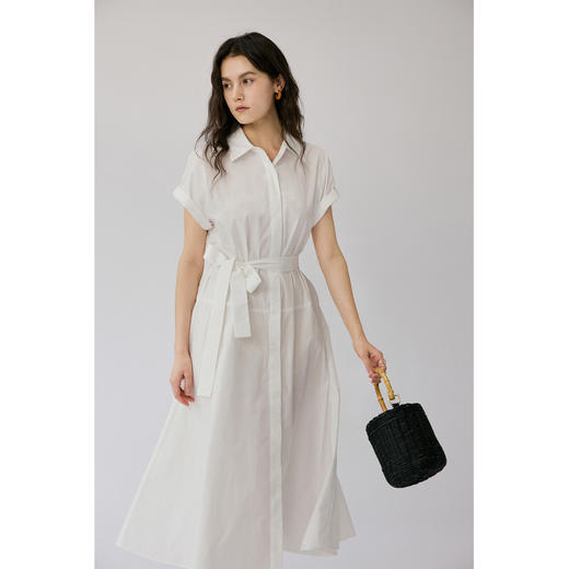 HeyDress法式白色衬衫裙女夏季宽松慵懒感连衣裙休闲气质收腰裙子 商品图0