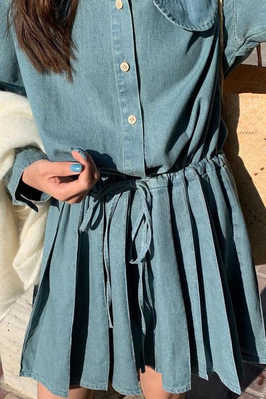 WHO KNOWS 复古牛仔百褶连衣裙 20021 商品图3