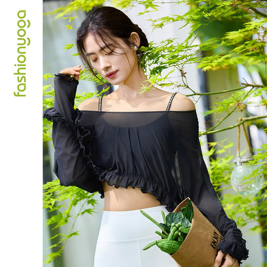 凡圣瑜伽圆领网纱长袖外搭 F15335 商品图6