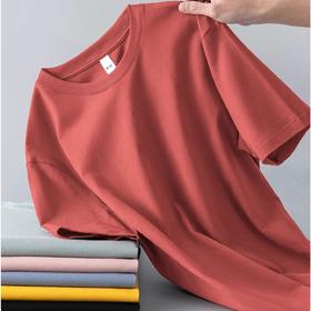 百媚生 男女款纯棉T恤230g新疆棉花重磅圆领T恤