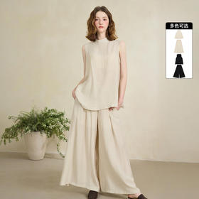 【限时秒杀】西遇无袖衬衫上衣套装女夏季新款休闲宽松阔腿裤裙裤两件套D0050788