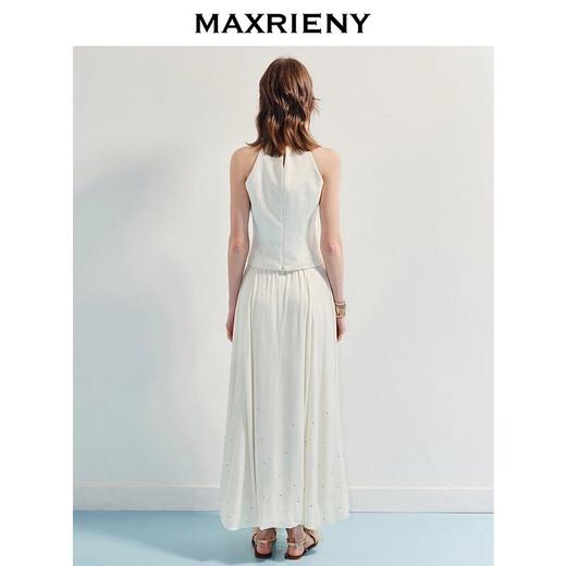 3件8折MAXRIENY2025年夏季新款白色高腰烫钻半裙简约气质百搭中长(货号:MF86SK009) 商品图3