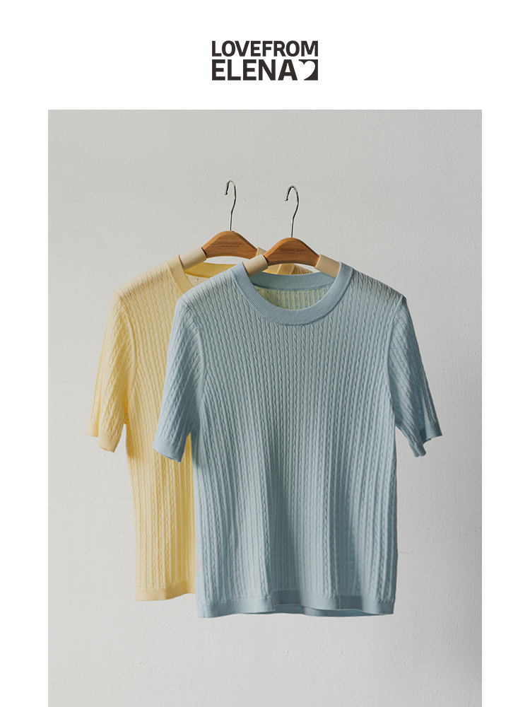 “仲夏絮语”针织绞花纹路圆领短袖​