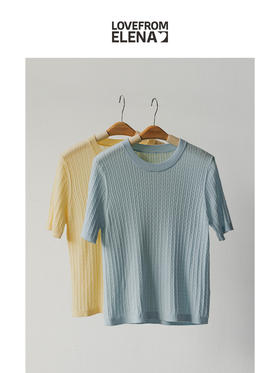 “仲夏絮语”针织绞花纹路圆领短袖​