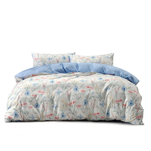 水星家纺A类全涤印花四件套蓝韵花影 商品图0