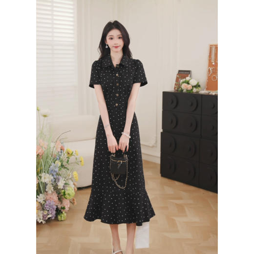 鹿向南 [花漾波点] 法式波点连衣裙女夏季2025年新款衬衫裙长裙子 商品图1