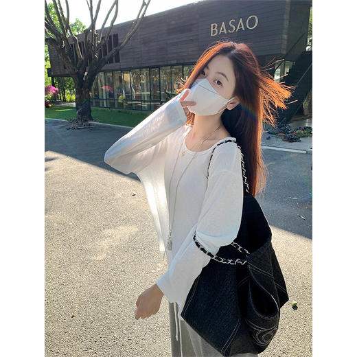 <曾小咸推荐>韩系后背镂空设计长袖T恤 商品图0