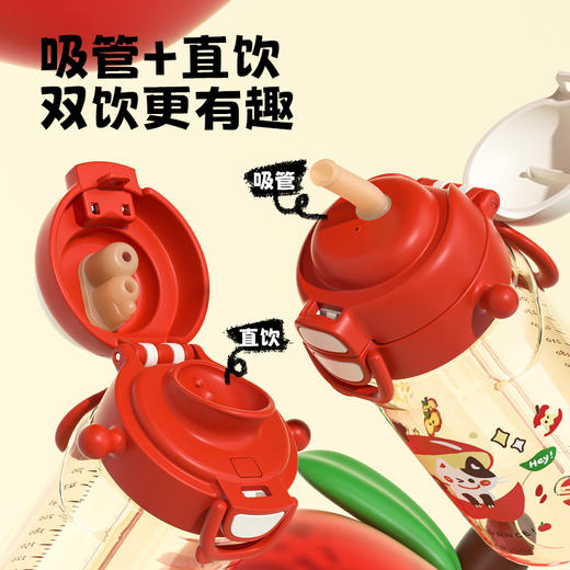 【儿童水杯丨双饮吨吨桶750ml&双饮随行杯510ml合集】加厚PPSU材质，入口更安心，直饮和吸管二合一，一盖两用卡扣密封不漏水，180°开合固定不砸鼻，好拆卸易清洗，可提可背 商品图5