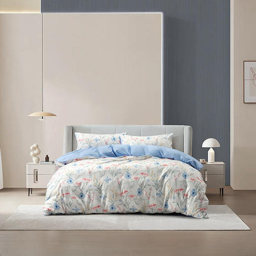 水星家纺A类全涤印花四件套蓝韵花影 商品图2