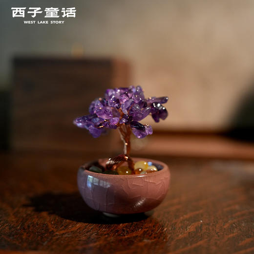 【灵隠景区直发】发财树摆件黄水晶风水玄关摆件招财桌面摆件办公室水晶摆件   3-5天发货 商品图7