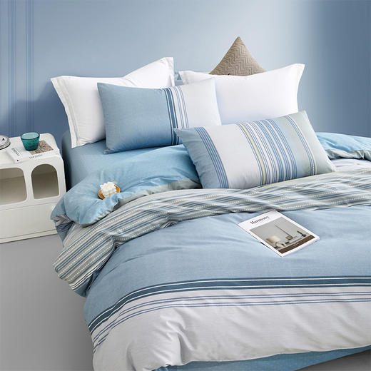 【自营】 罗莱家纺 全棉四件套 新疆阳光棉 蓝梦风尚 200*230cm 商品图5