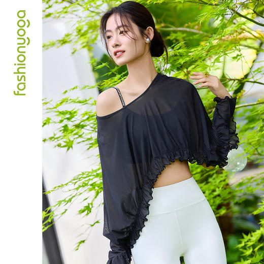 凡圣瑜伽圆领网纱长袖外搭 F15335 商品图5