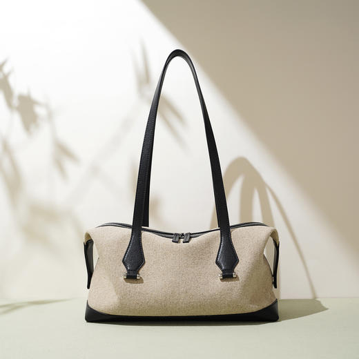 【预售3天】2025高级感轻复古手提腋下波士顿包大容量通勤单肩托特包MJ8535 商品图1