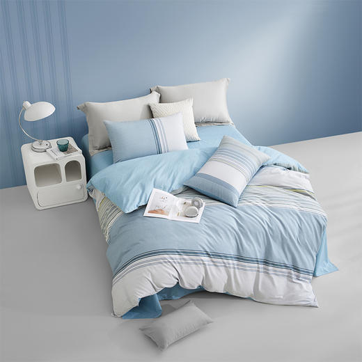 【自营】 罗莱家纺 全棉四件套 新疆阳光棉 蓝梦风尚 200*230cm 商品图2