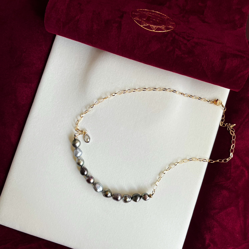 CHIC系列 18K/14K镶钻石和大溪地KESHI珍珠 项链