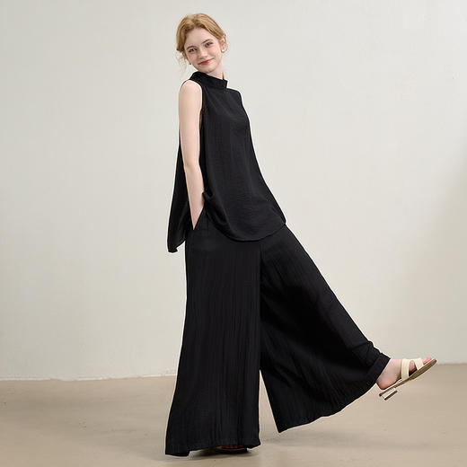 【限时秒杀】西遇无袖衬衫上衣套装女夏季新款休闲宽松阔腿裤裙裤两件套D0050788 商品图3