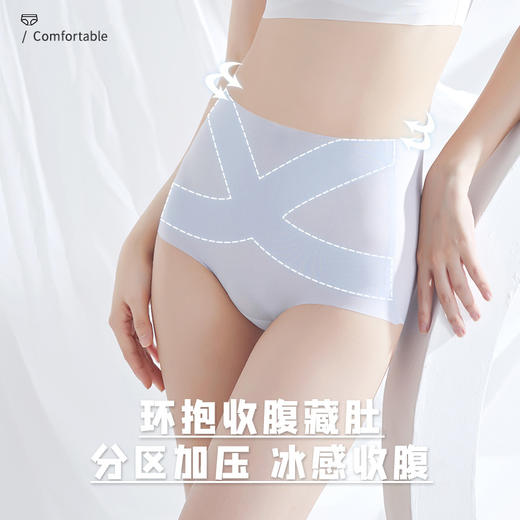 热卖！轻薄收腹！【超值5条装】蔓朵奇冰绷带 轻塑高腰收腹裤 凉感无痕内裤女 透气舒适 5条装 商品图1
