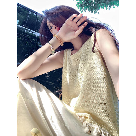 <曾小咸推荐>设计感流苏针织背心休闲裤套装 商品图1