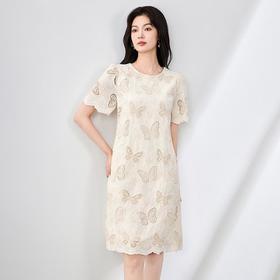 「高货wl」全新升级【铂金会员339/天猫459/差价120】(32214)洛诗琳重工镂空刺绣连衣裙2025夏季蝴蝶花显瘦遮肉裙子女wl32214