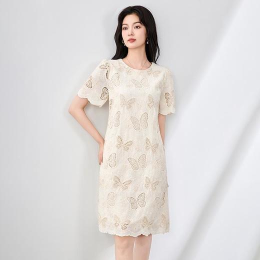 「高货wl」全新升级【铂金会员339/天猫459/差价120】(32214)洛诗琳重工镂空刺绣连衣裙2025夏季蝴蝶花显瘦遮肉裙子女wl32214 商品图0