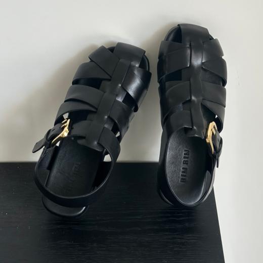 【品牌直发】RIM RIM新款黑色马皮鞋镂空凉鞋2476 商品图3