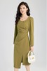 Le Malene 橄榄绿色方领长袖连衣裙 19935 商品缩略图1