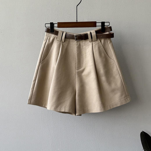 百媚生 【含腰带】休闲高腰阔腿短裤82325 商品图7