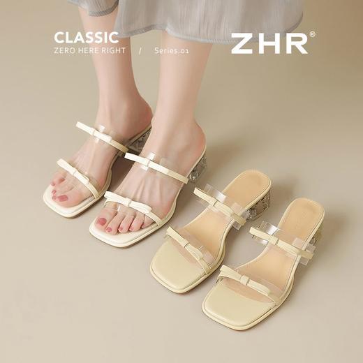 ZHR则则透气外出方根拖鞋透明女2025新款夏季蝴蝶结轻便凉鞋水晶 商品图9