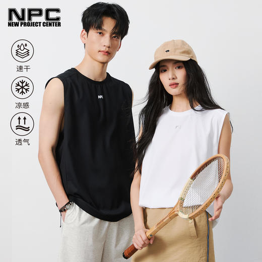 NPC潮牌反光字母印花凉感速干无袖T恤男透气NP52TT11 商品图0