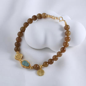 【宏艺珠宝】暖玉金韵福串糖料和田玉银镶嵌危料翡翠·银s925和田玉手串﹝主体为晶石类、天然玉石类产品不支持以旧换新﹞