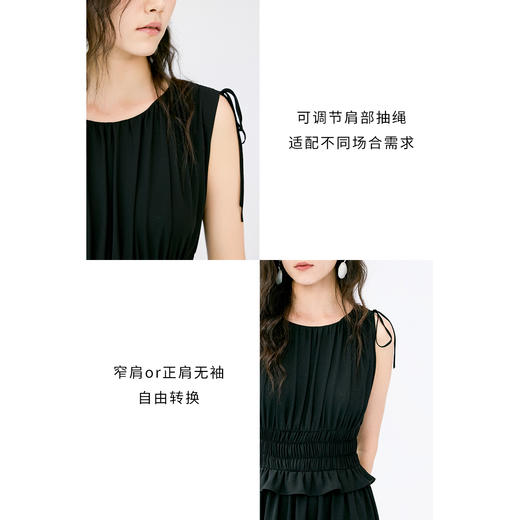 HeyDress法式抽褶连衣裙女夏季收腰垂感小黑裙高级赫本风气质裙子 商品图2