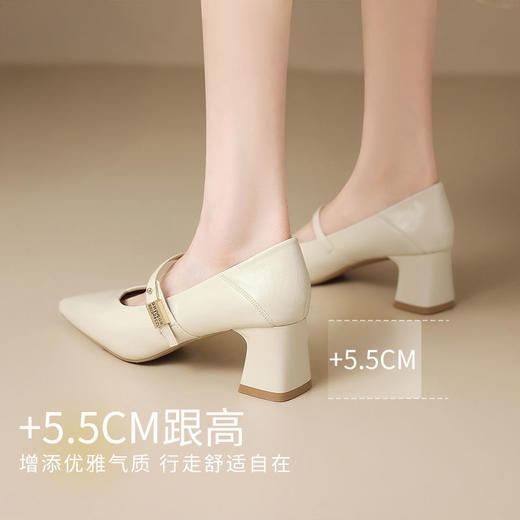 ZHR则则尖头单鞋女2025新款百搭通勤高跟鞋女法式浅口玛丽珍女鞋 商品图2