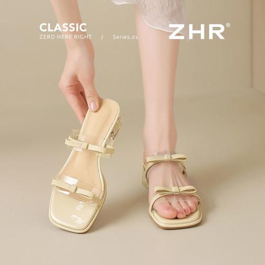 ZHR则则透气外出方根拖鞋透明女2025新款夏季蝴蝶结轻便凉鞋水晶 商品图6