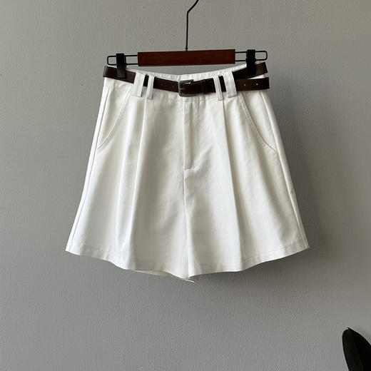 百媚生 【含腰带】休闲高腰阔腿短裤82325 商品图5