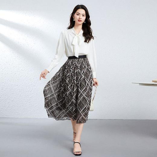 「高货kbnq」全新升级【铂金会员220/天猫299/差价79】(35609)洛诗琳气质格纹半身裙2025夏季新款时尚显瘦百褶半裙女 商品图1
