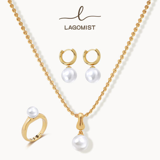 【Lagomist】拿铁系列 | 金/银牛奶耳环项链戒指套装 小众时尚 商品图0