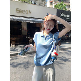 <曾小咸推荐>正肩针织衫Polo领上衣T恤