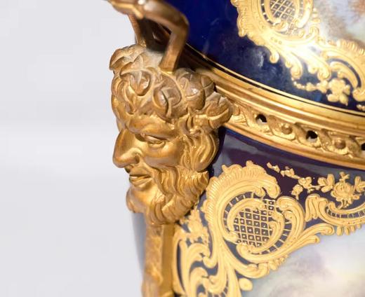 独角鹿西洋古董 1930年代法国Samson工坊出品塞弗尔风格鎏金香氛樽家居摆件 商品图5