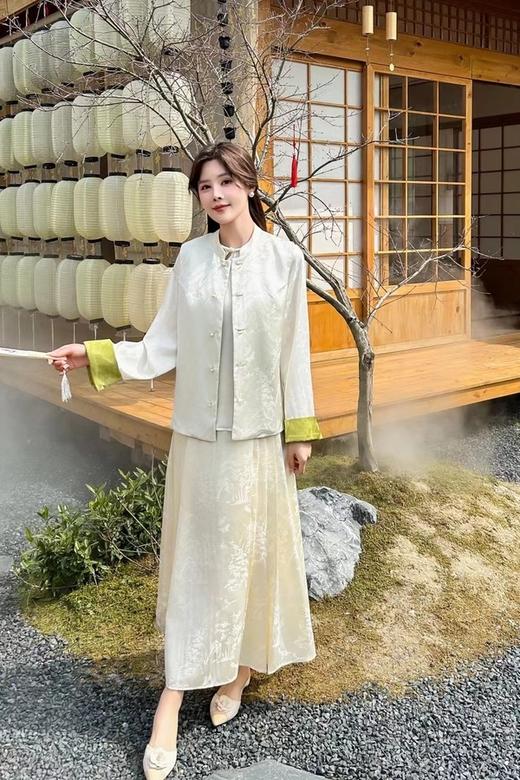 Le Malene 米白色新中式国风提花马面裙半裙 19988 商品图3