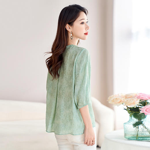 国风新中式真丝丝麻，刺绣衬衫炒色衬衣SM-12599520 商品图3