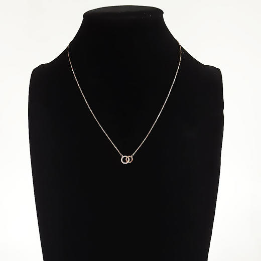 【天然正品】周大福AU750玫瑰金时尚经典款双环钻石吊坠项链42CM（长度可调节）女士现售价：1880！060525NJS16 商品图6