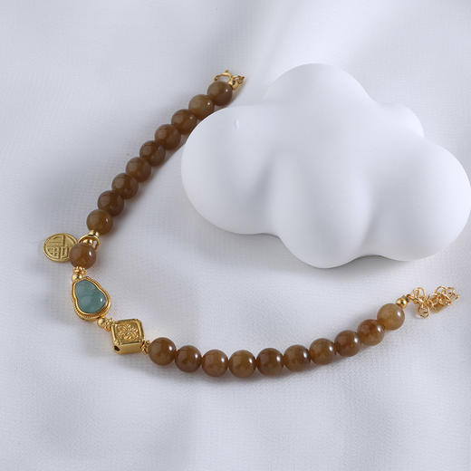 【宏艺珠宝】暖玉金韵福串糖料和田玉银镶嵌危料翡翠·银s925和田玉手串﹝主体为晶石类、天然玉石类产品不支持以旧换新﹞ 商品图3